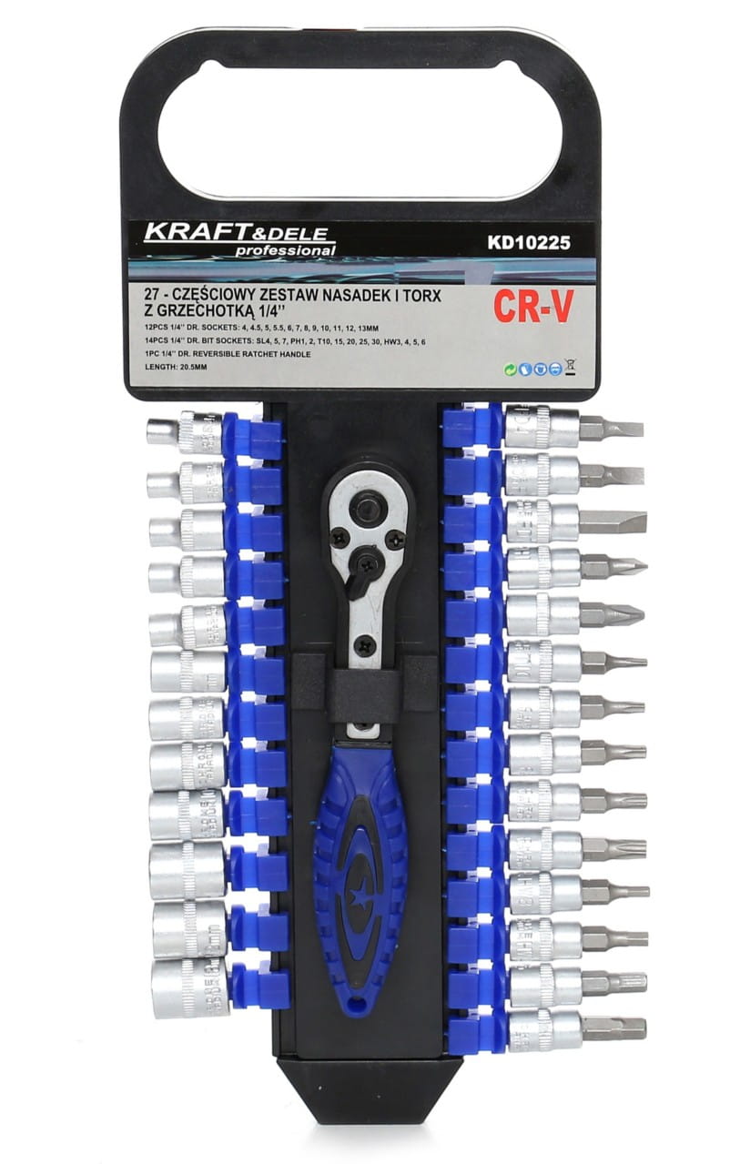 Zestaw Nasadek z Grzechotką 1/4" KD10225 27el.