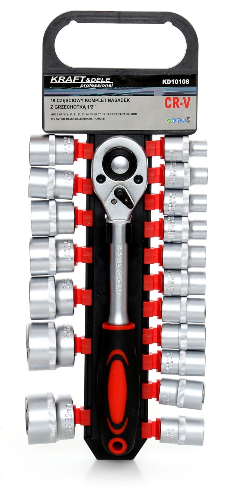 Komplet Nasadek z Grzechotką 1/2" KD10108 19cz.