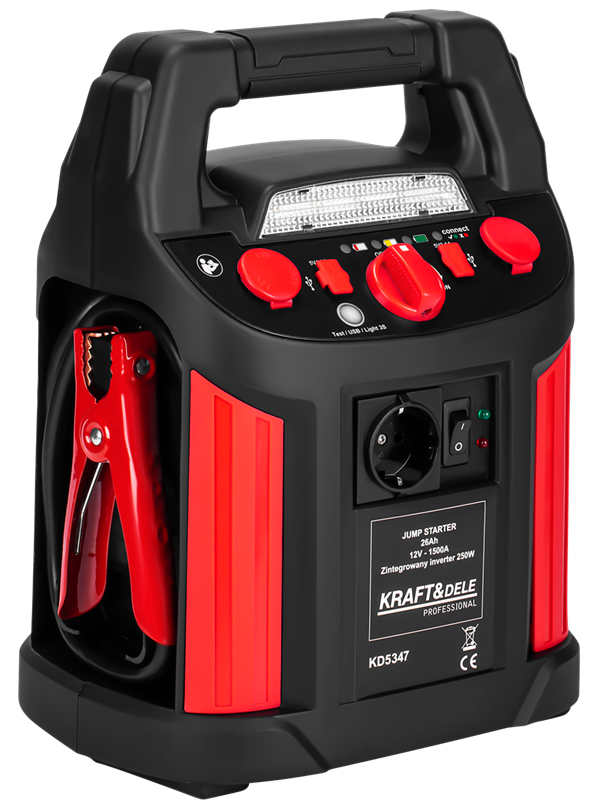 Urządzenie wielofunkcyjne 1200/700A 26Ah 12V + oświetlenie + kompresor + inwerter KD5347