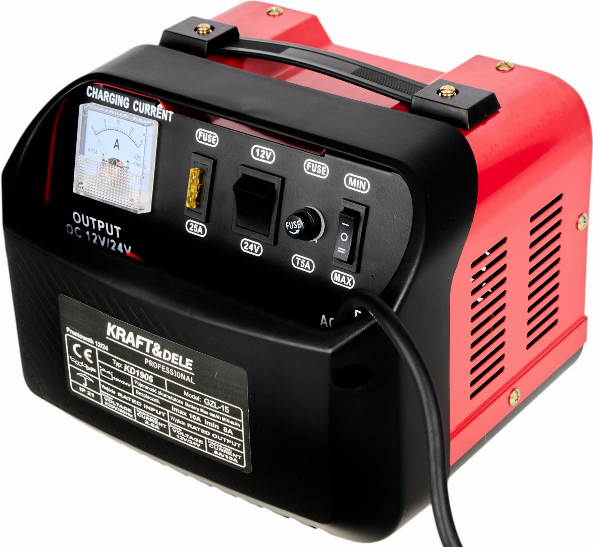 Prostownik samochodowy 12V 24V 20A 200Ah KD1907