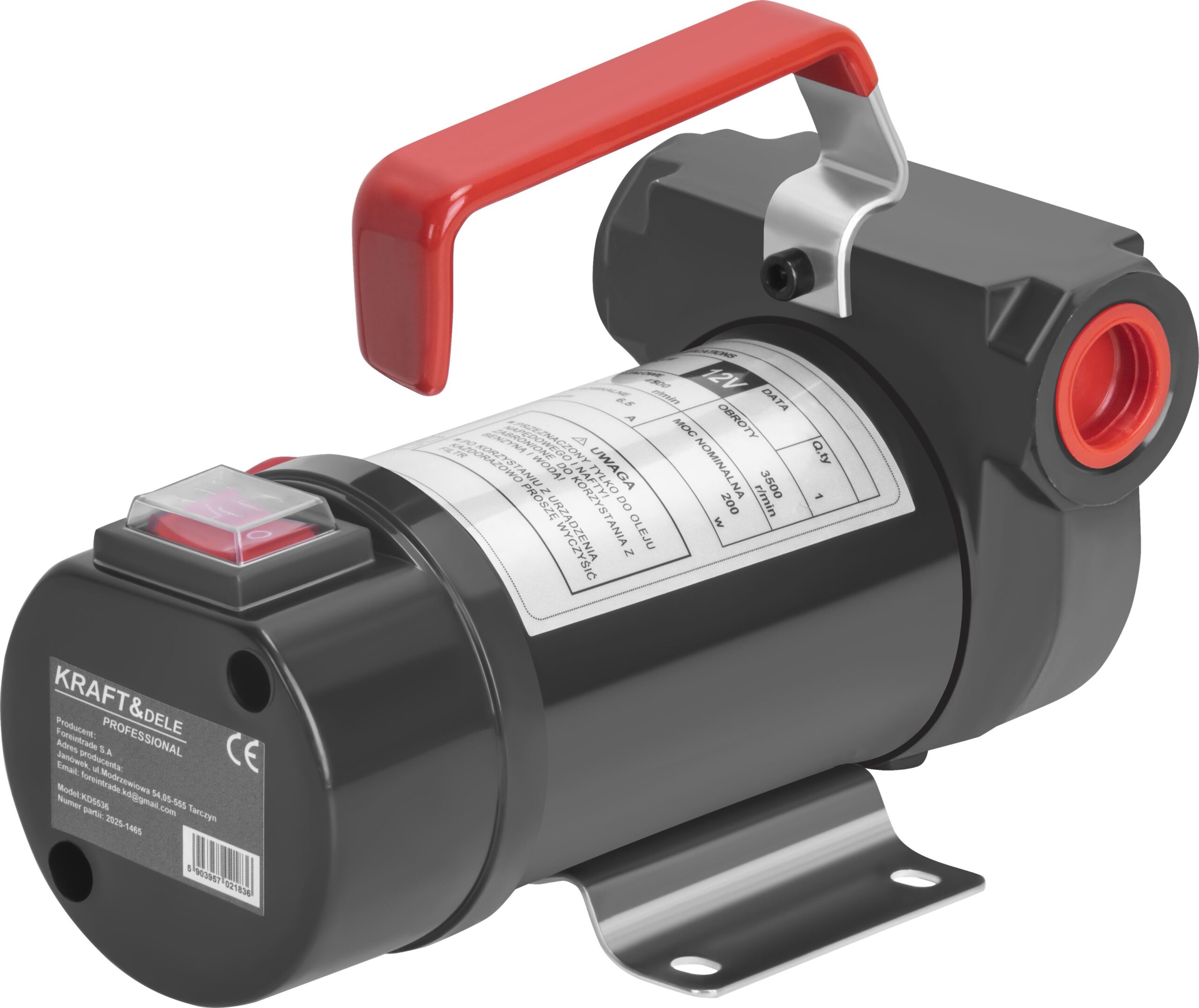 Pompa paliwa 12V 200W 55L/min + pistolet KD5536