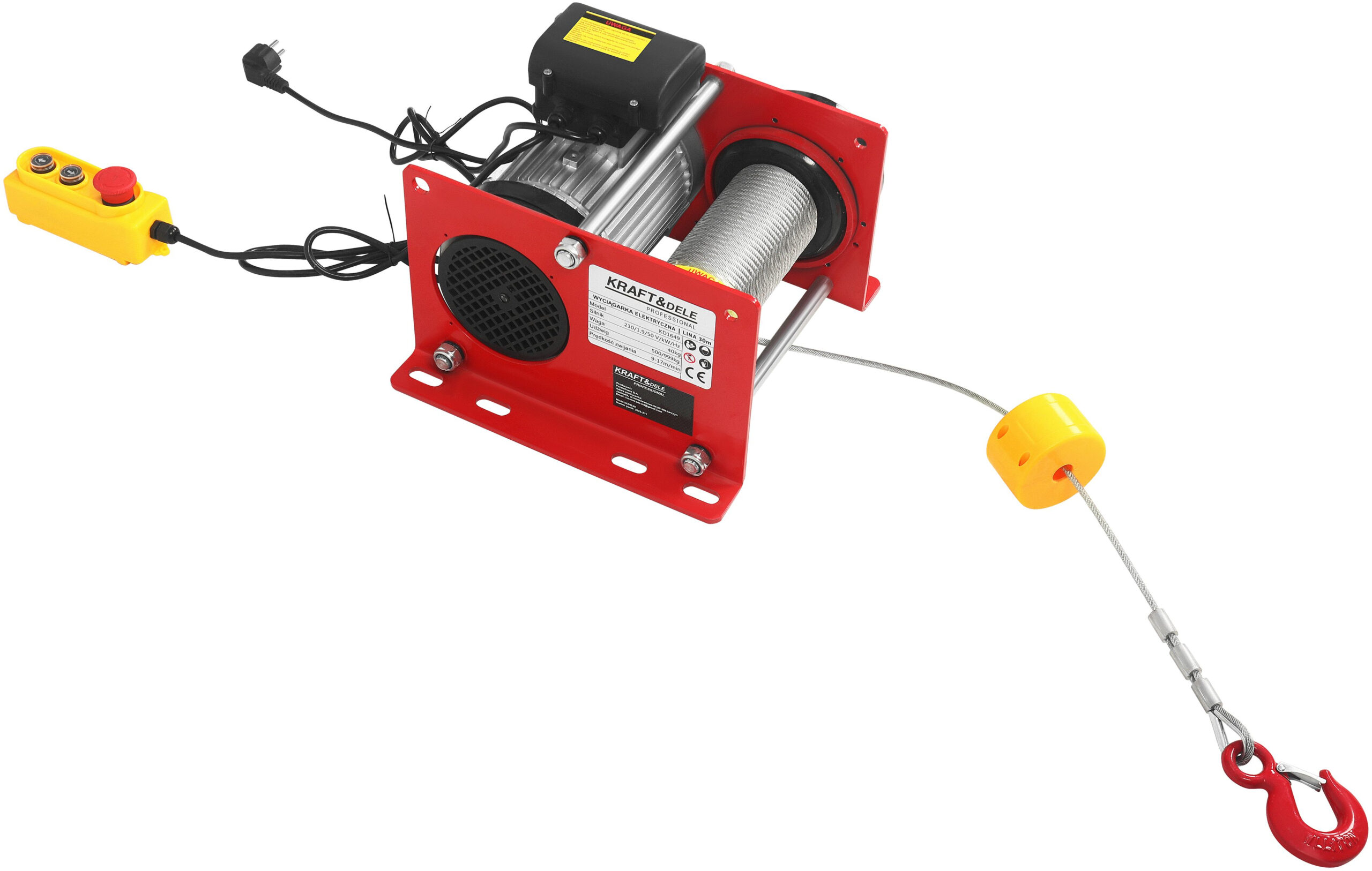 WCIĄGARKA ELEKTRYCZNA BUDOWLANA 30M 500/999KG KD1649