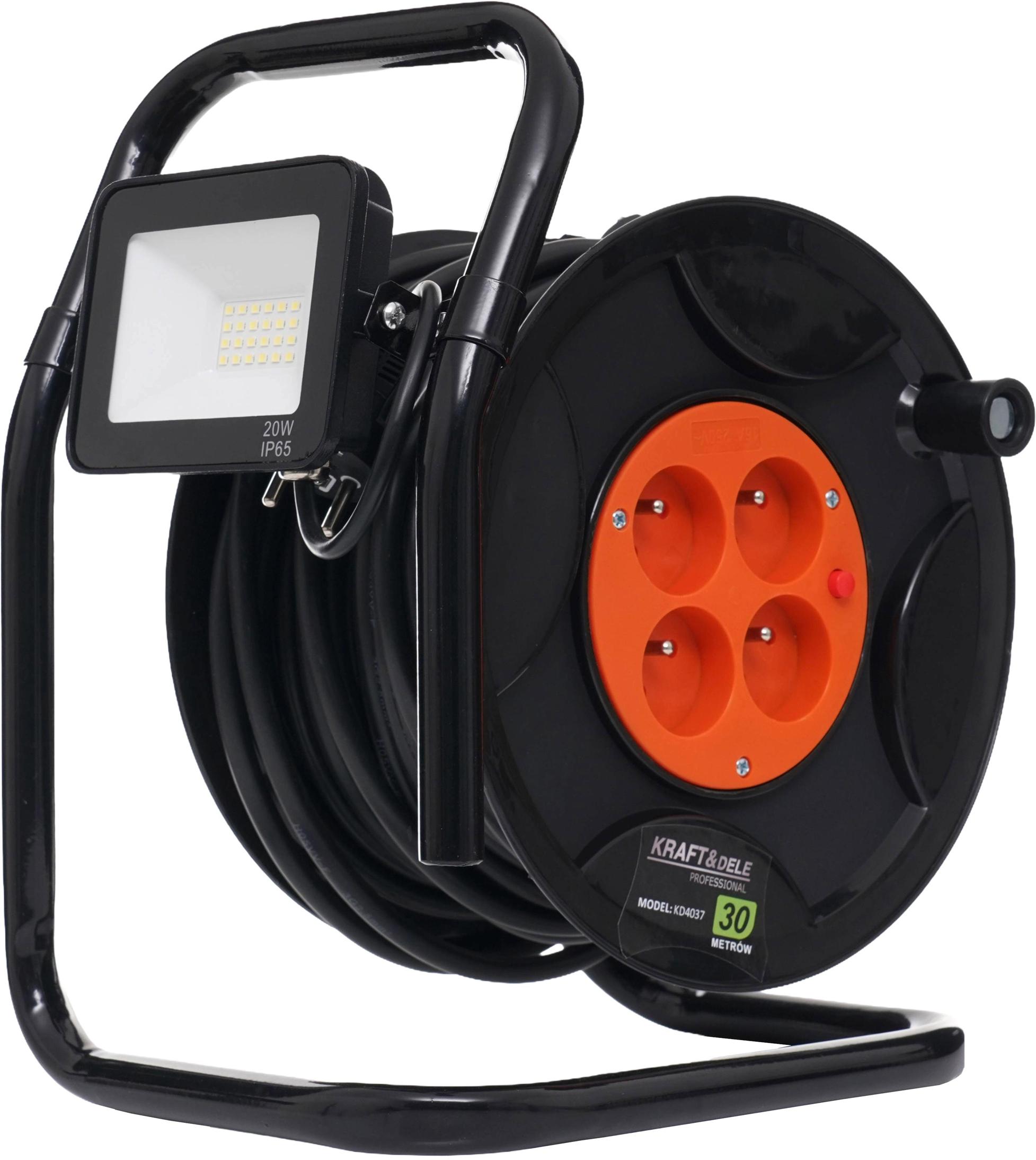 Przedłużacz na plastikowym bębnie 30m + LED KD4037
