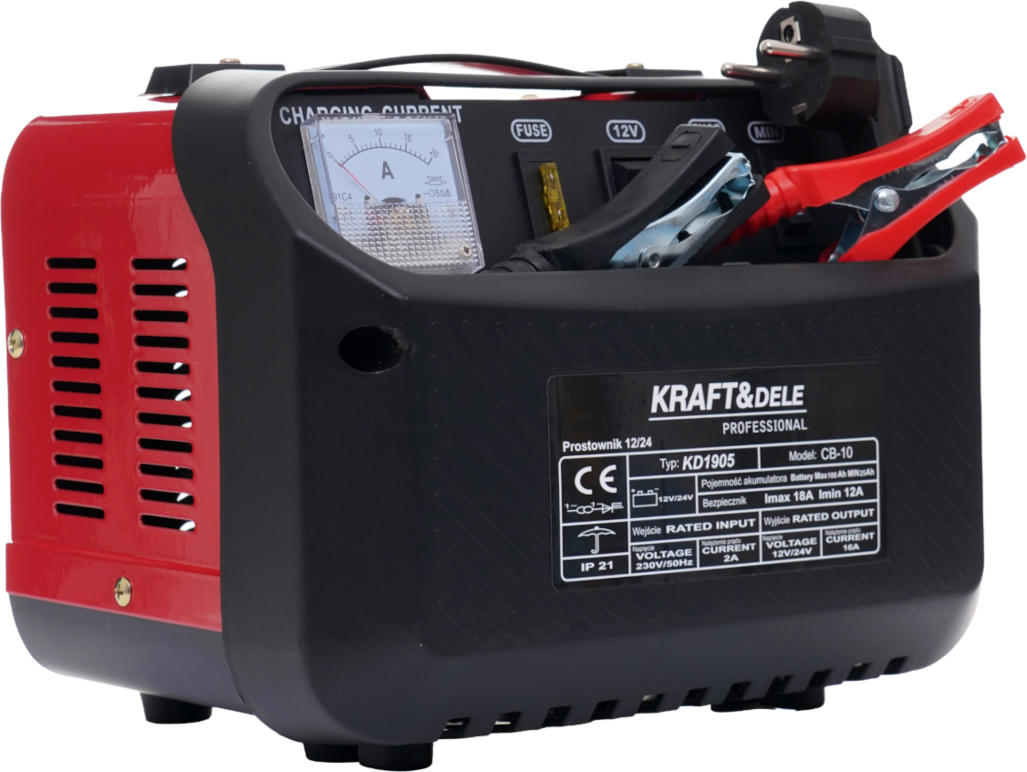 Prostownik samochodowy 12V / 24V 10A 60Ah KD1905