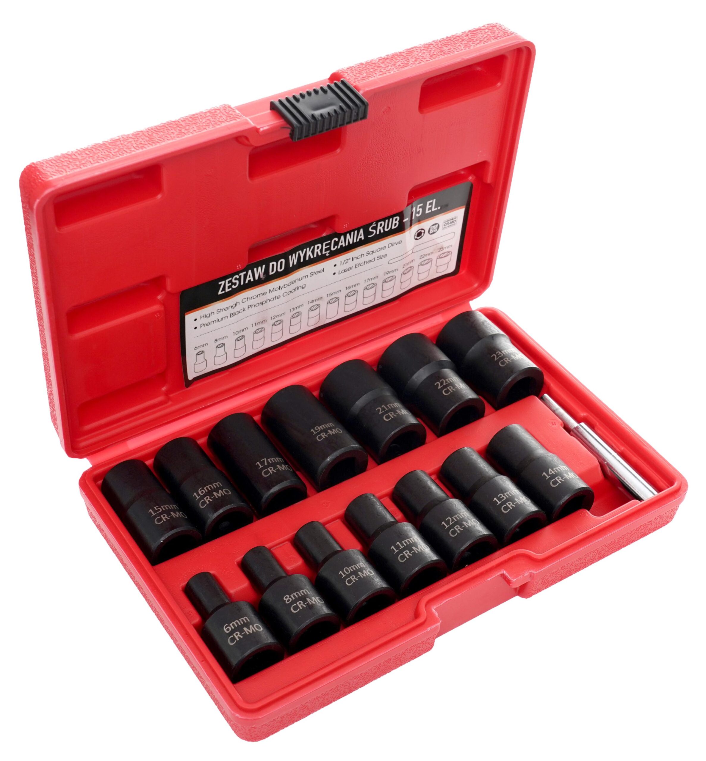 Nasadki do obrobionych śrub 1/2" 6-23mm 15el. KD11793